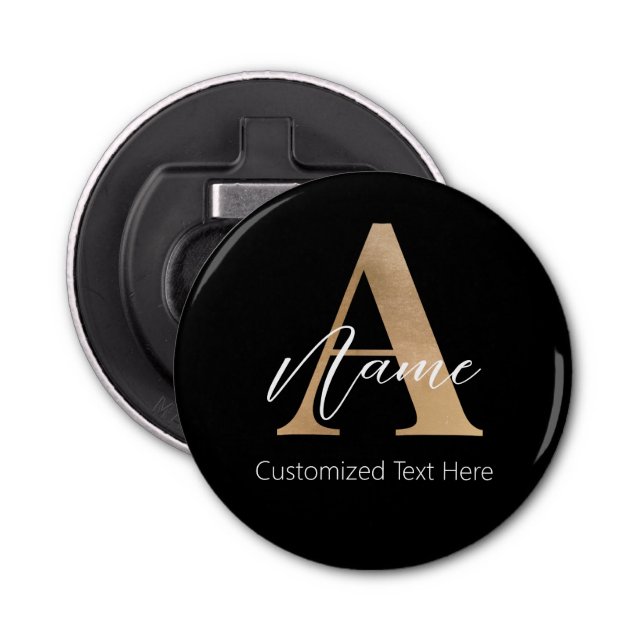 Décapsuleur Monogramme moderne Initiale A & Nom Personnalisé (Devant)