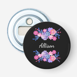 Décapsuleur Monogramme personnalisé Fleur noire