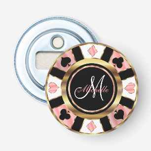 Décapsuleur Monogramme Rose Poker Chip Design