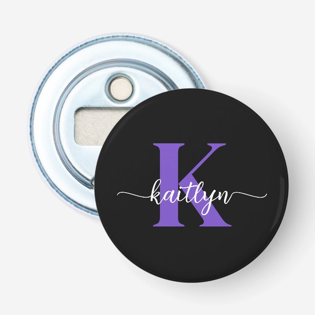 Décapsuleur Monogramme Script Violet Noir (Devant)