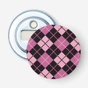 Décapsuleur Motif à motifs de losanges dans le noir et le rose