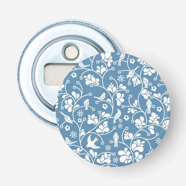 Décapsuleur motif avec les oiseaux et l'ornement de plantes (Devant)