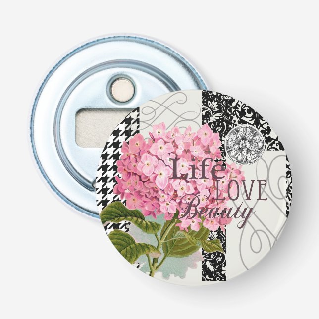 Décapsuleur Motif Damas Décor Floral Joli (Devant)