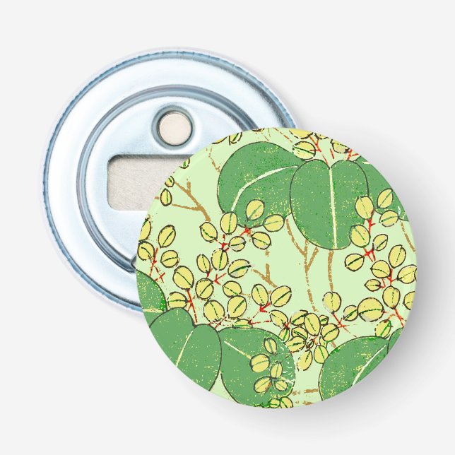 Décapsuleur Motif d'art botanique floral de la feuille japonai (Devant)