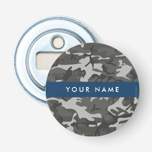 Décapsuleur Motif de camouflage gris, Votre nom, Personnaliser