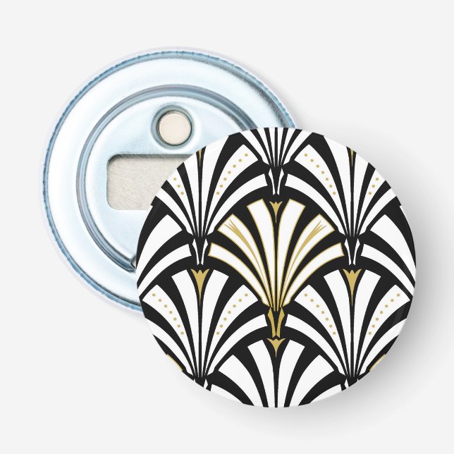 Décapsuleur Motif de fan d'art déco - blanc et noir (Devant)