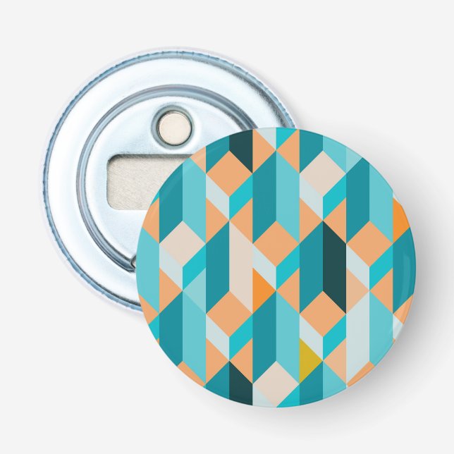 Décapsuleur Motif De Formes Turquoises Et Oranges (Devant)