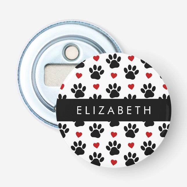 Décapsuleur Motif De Pâtes, Pâtes Noires, Coeurs Rouges, Votre (Devant)