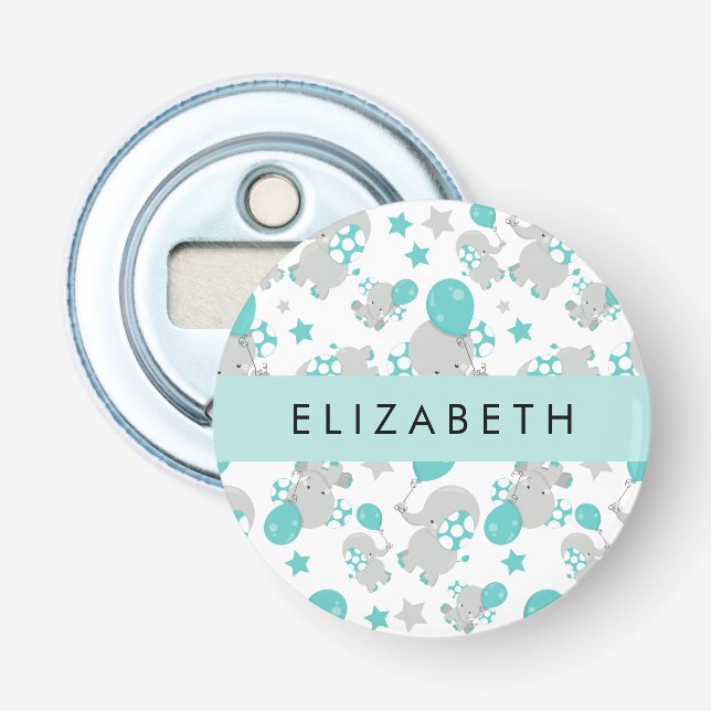 Décapsuleur Motif D'Eléphants, Eléphants Mignons, Votre Nom (Devant)