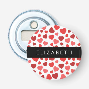 Décapsuleur Motif Des Coeurs, Coeurs Rouges, Votre Nom