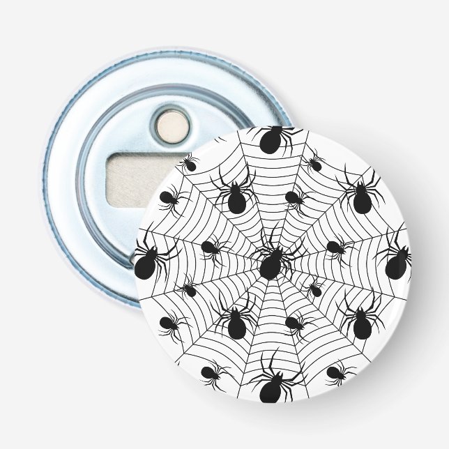 Décapsuleur Motif d'Halloween Black White araignées (Devant)