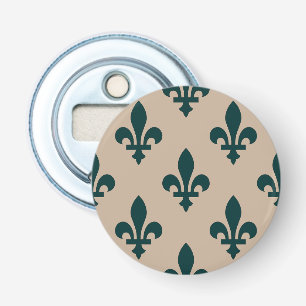 Décapsuleur Motif Fleur de Lis, Vert Royal Français sur Crème
