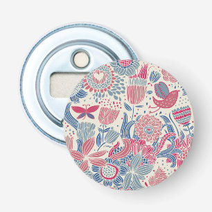 Décapsuleur Motif floral avec l'oiseau et le papillon