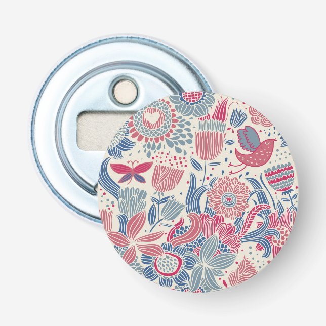 Décapsuleur Motif floral avec l'oiseau et le papillon (Devant)