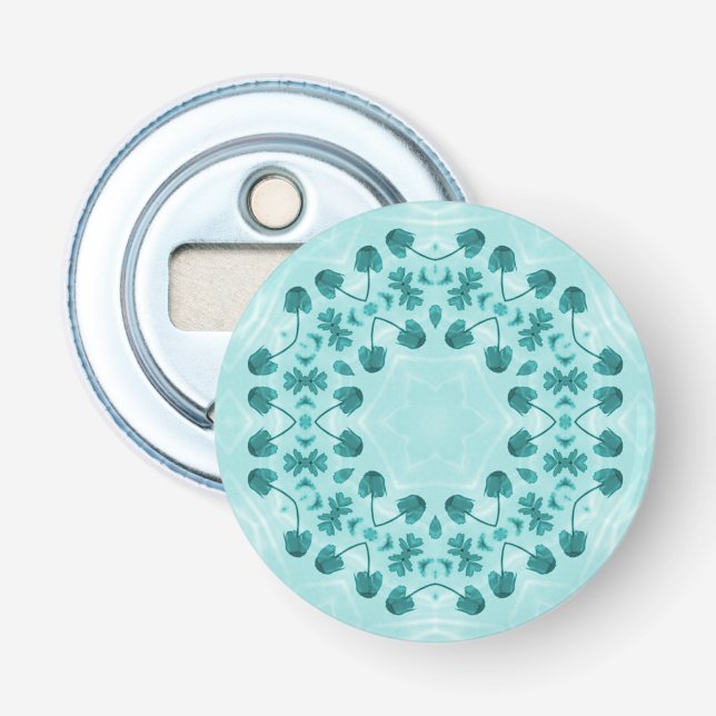 Décapsuleur Motif floral, bleu Turquoise (Devant)