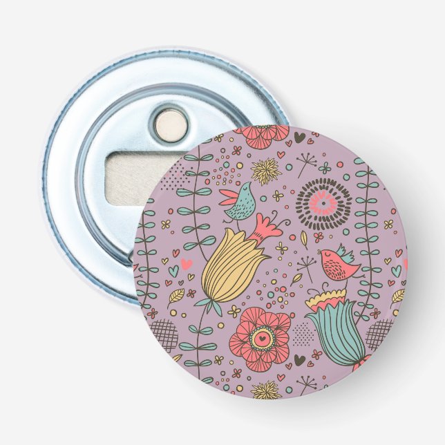 Décapsuleur Motif floral élégant avec des fleurs (Devant)