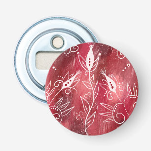 Décapsuleur Motif Floral Rouge Et Blanc