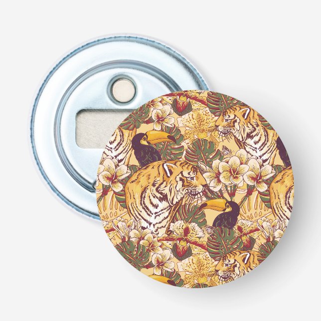 Décapsuleur Motif floral tropical avec le tigre (Devant)