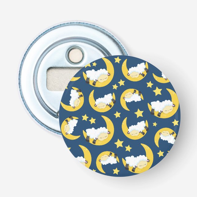 Décapsuleur Motif mouton, Mouton couché, Lune, Étoiles (Devant)