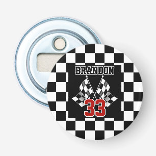 Décapsuleur Motif personnalisé de drapeau à damier noir et bla