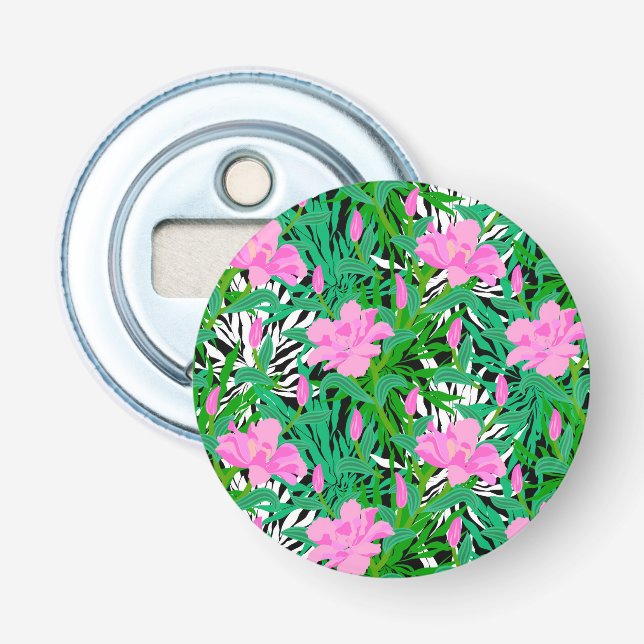 Décapsuleur Motif tropical avec des fleurs de jungle (Devant)