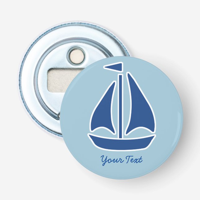 Décapsuleur Nautical Blue Sailboat preppy personnalisée (Devant)