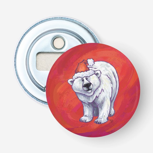 Décapsuleur Noël de l'ours polaire sur le rouge (Devant)