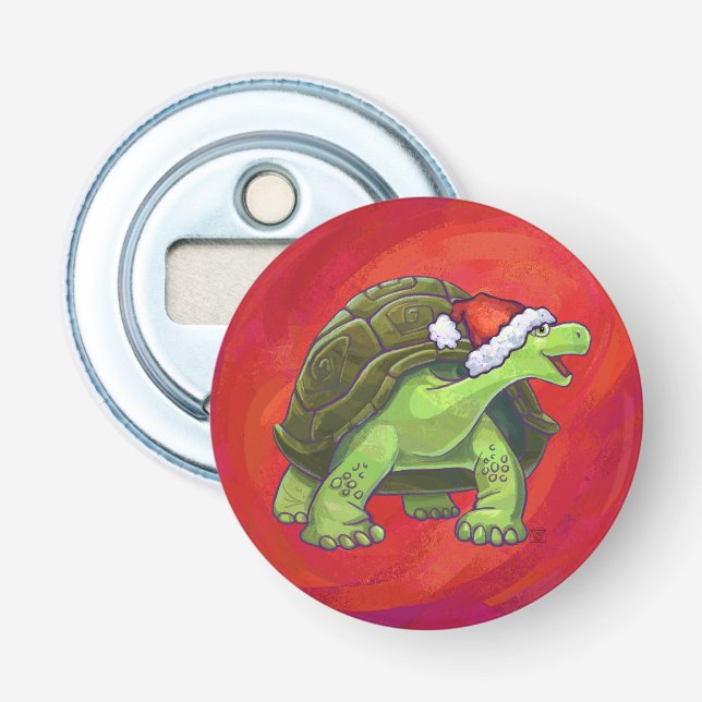 Décapsuleur Noël Tortue Sur Rouge (Devant)