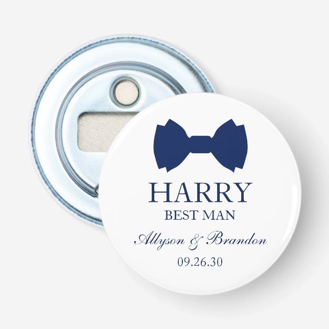 Décapsuleur Nœud papillon bleu du garçon d'honneur (Devant)