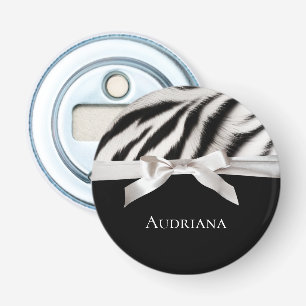 Décapsuleur Noir Blanc Chic Zebra Print Bow