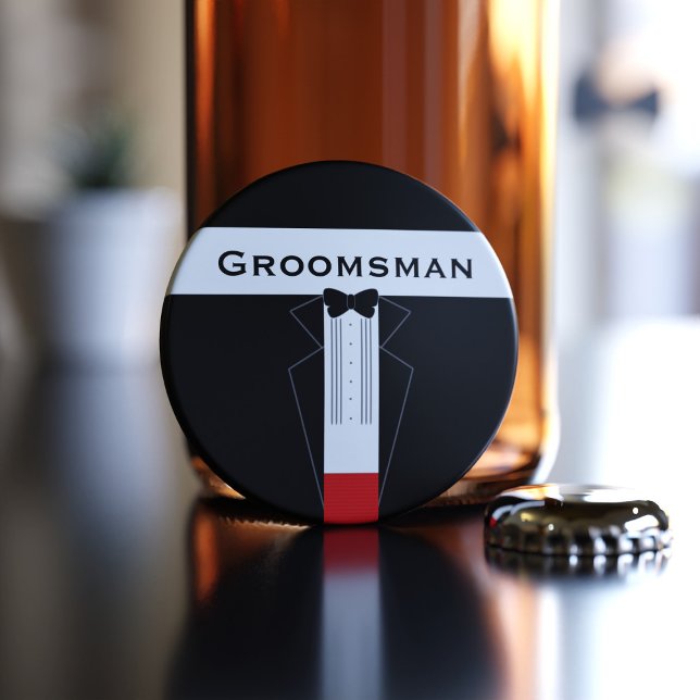 Décapsuleur Noir Cravate Groomsman Nom Mariage Bottle Opener (Créateur téléchargé)