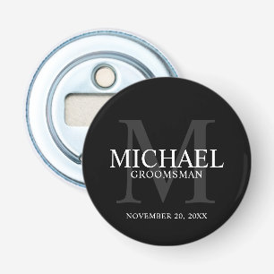 Décapsuleur Noir Groomsmen Personnalisé Nom et monogramme