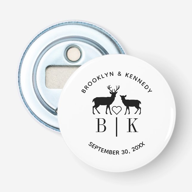Décapsuleur Nom de couple Deer Monogram Mariage campagnard rus (Devant)