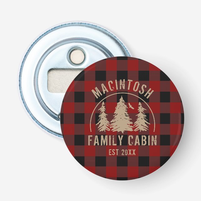 Décapsuleur Nom de famille du cabine Red Buffalo Plaid Keepsak (Devant)