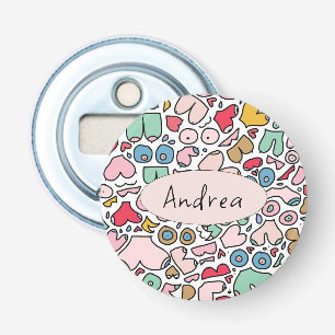 Décapsuleur Nom dessous de verre en motif de poitrine coloré