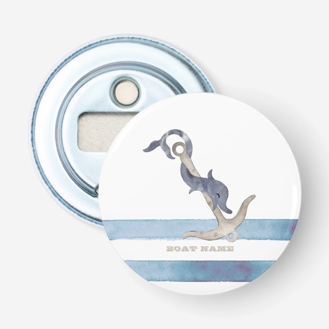 Décapsuleur Nom du bateau nautique, Ancre Dauphin Stripes (Devant)