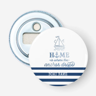 Décapsuleur Nom du bateau nautique, Ancre Marine Bleu rayé