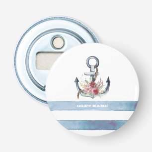 Décapsuleur Nom du bateau nautique, Fleurs d'Ancres rayures