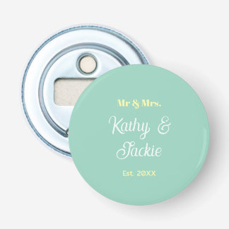 Décapsuleur nom du couple mr & mrs vert pastel mariage 20XX