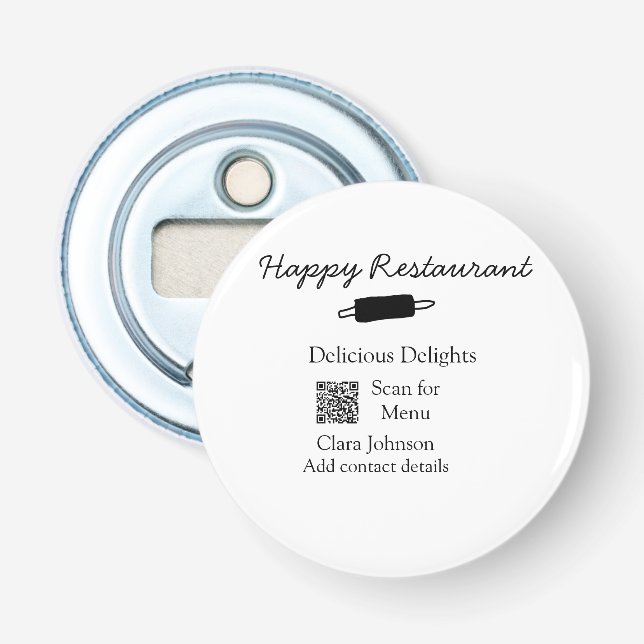 Décapsuleur Nom du restaurant scan QR menu ajouter les coordon (Devant)