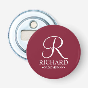 Décapsuleur Nom et monogramme du Groomsman personnalisé