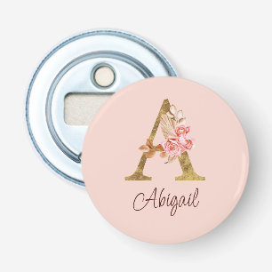 Décapsuleur Nom personnalisé Blush Rose Gold Lettre A