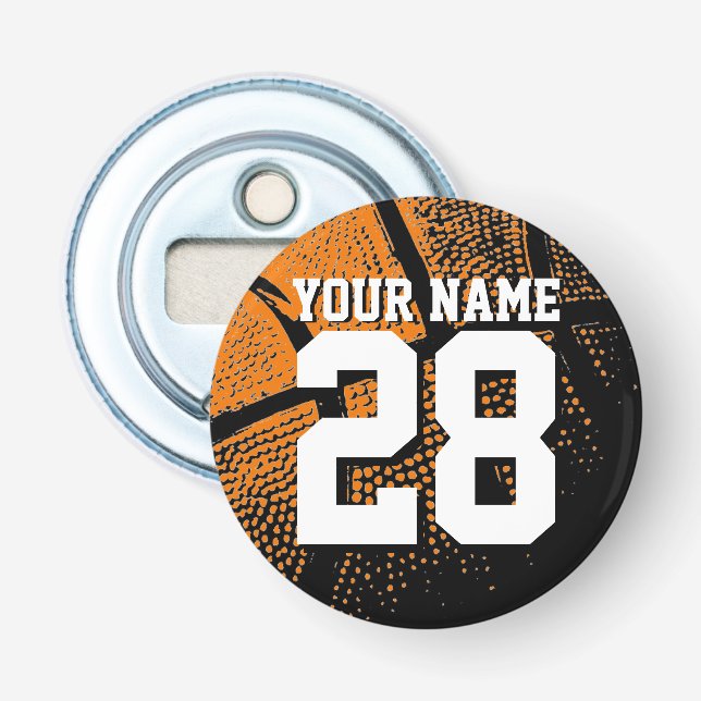 Décapsuleur Nom personnalisé maillot de basket-ball numéro mag (Devant)