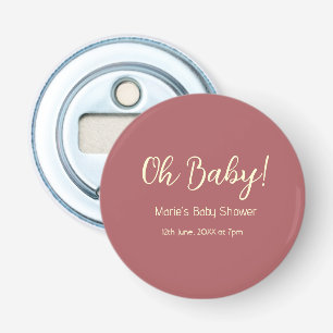 Décapsuleur oh baby shower nom date maron simple minimal tenda