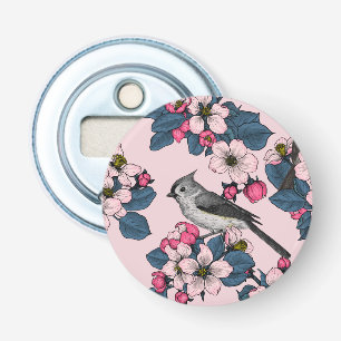 Décapsuleur Oiseaux et fleurs roses