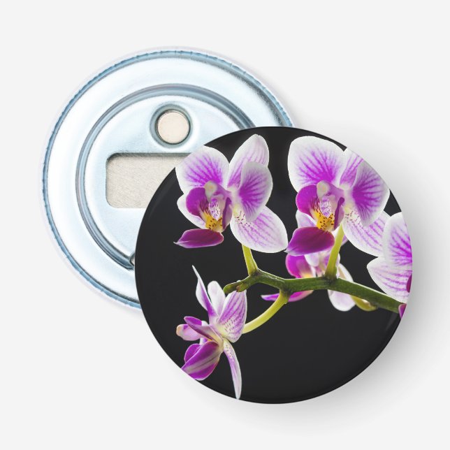 Décapsuleur Orchidée blanche et violette (Devant)