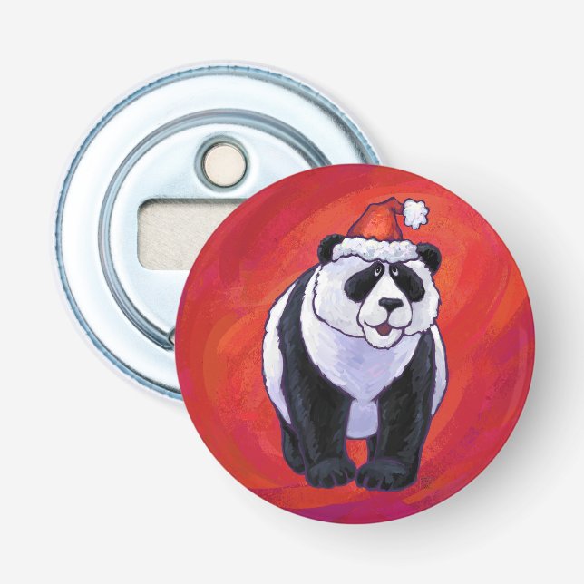 Décapsuleur Ours de panda à Santa Hat sur Rouge (Devant)