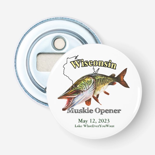 Décapsuleur Ouvert sur le lac/la date Wisconsin Muskie (Devant)