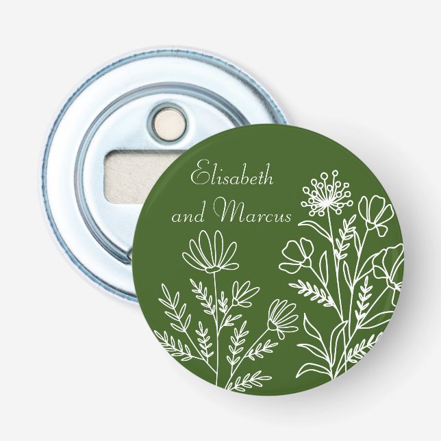 Décapsuleur Ouverture de bouteille mariage vert olive (Devant)