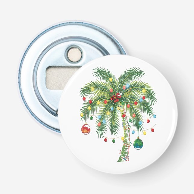 Décapsuleur Palmier de Noël tropical avec lumières et ornam (Devant)